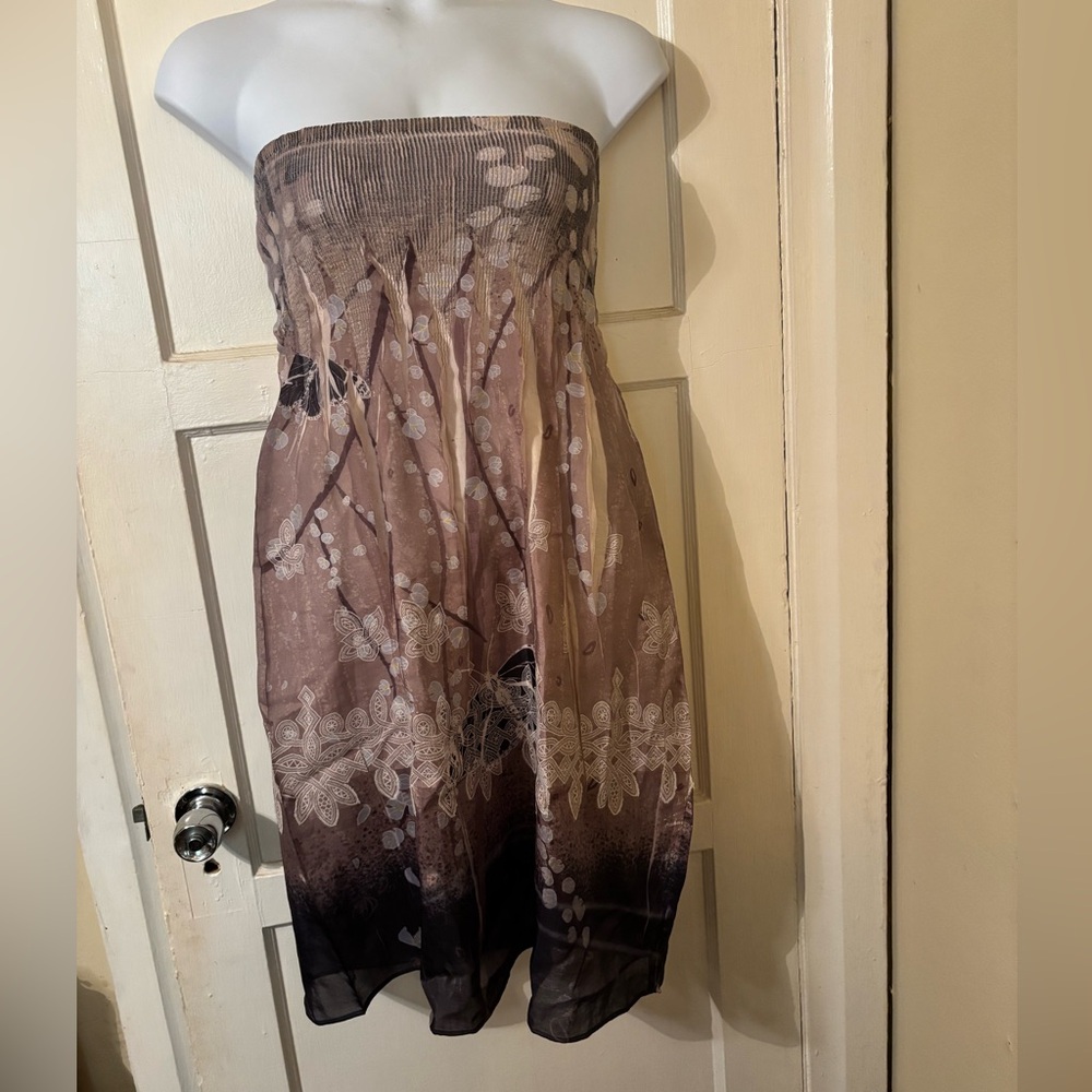 Lapis Strapless Dress in Brown and Black